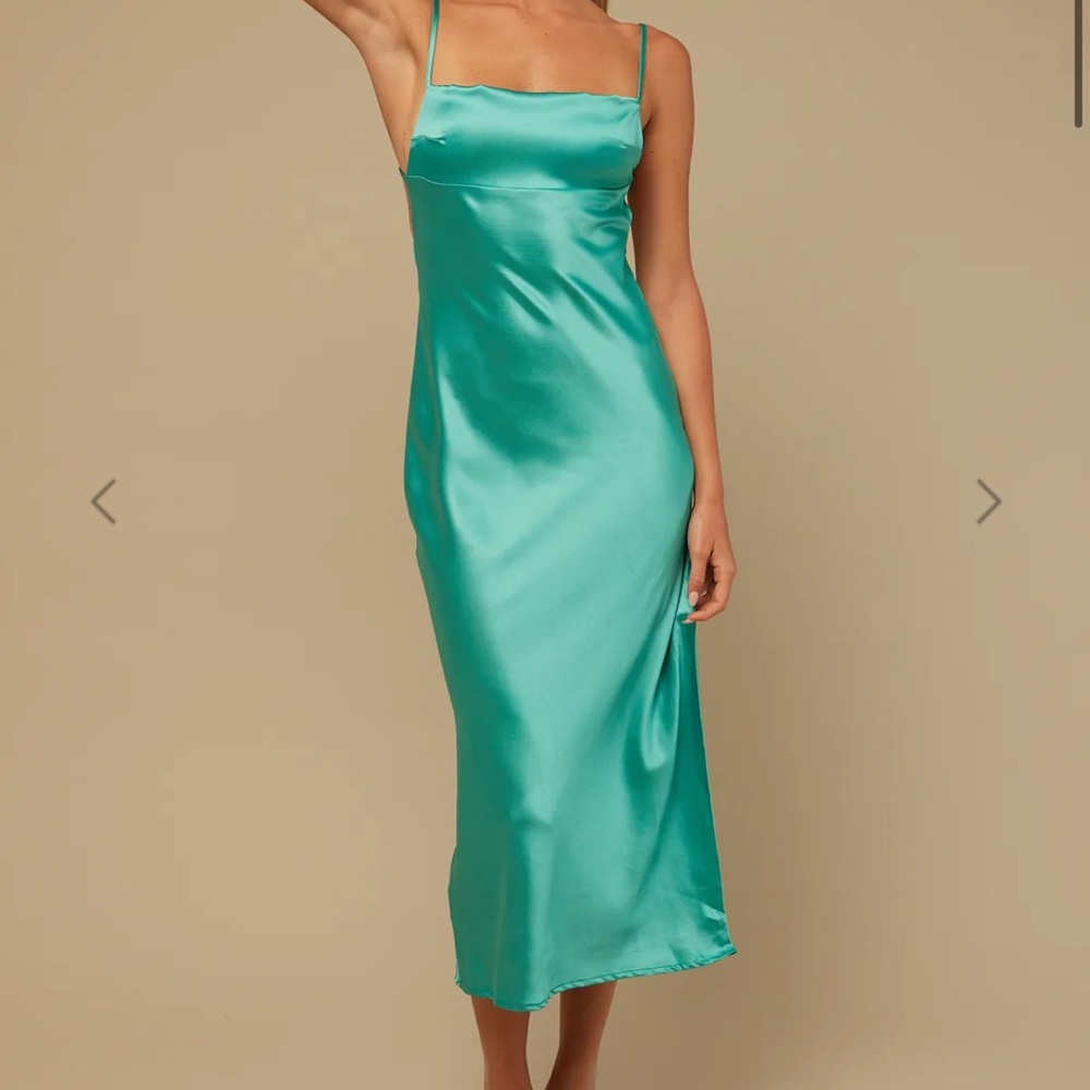 Perfect Stranger turquoise midi dress